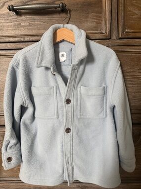 GAP Pale Blue Fleece Shacket with Patch Pockets